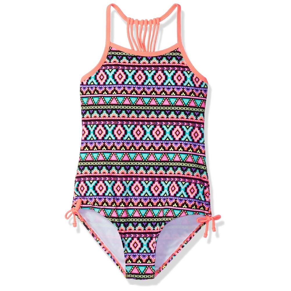 Angel Beach Girls Diamond Tribal Print One Piece Swimsuit Multi Size 14